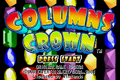 Columns Crown title screen for GameBoy Advance